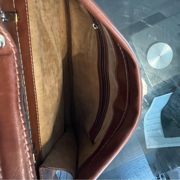 VINTAGE Leather Bag Brown Tan - Picture 7 of 9